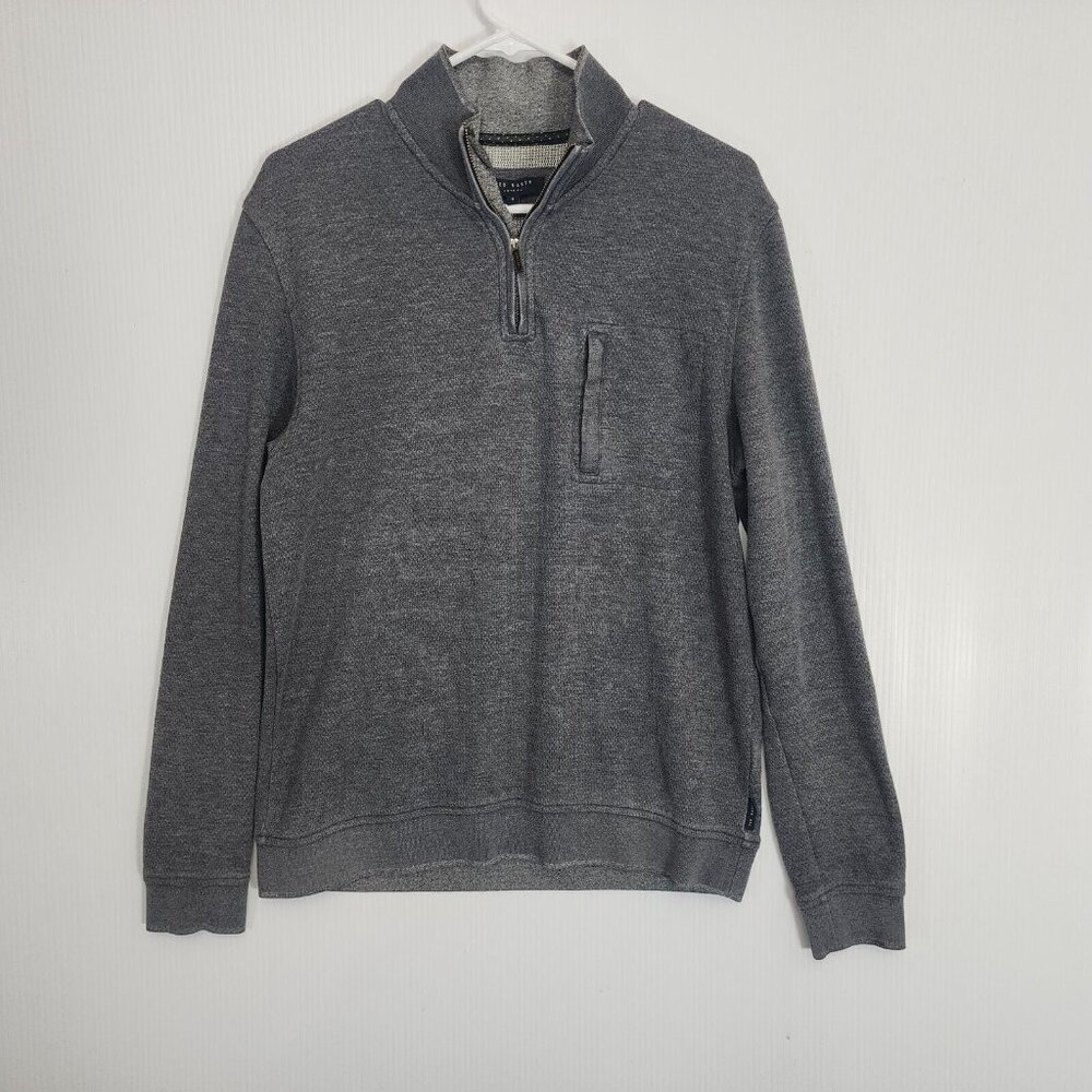 Ted Baker London‎ Sweater Mens Size 4 Gray Tech 1/4 Zip Bomber Jacket